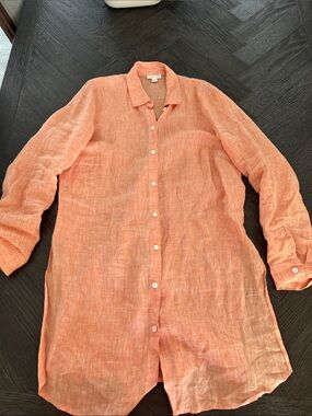 J. Jill Coral Button-Down Linen Shirt
